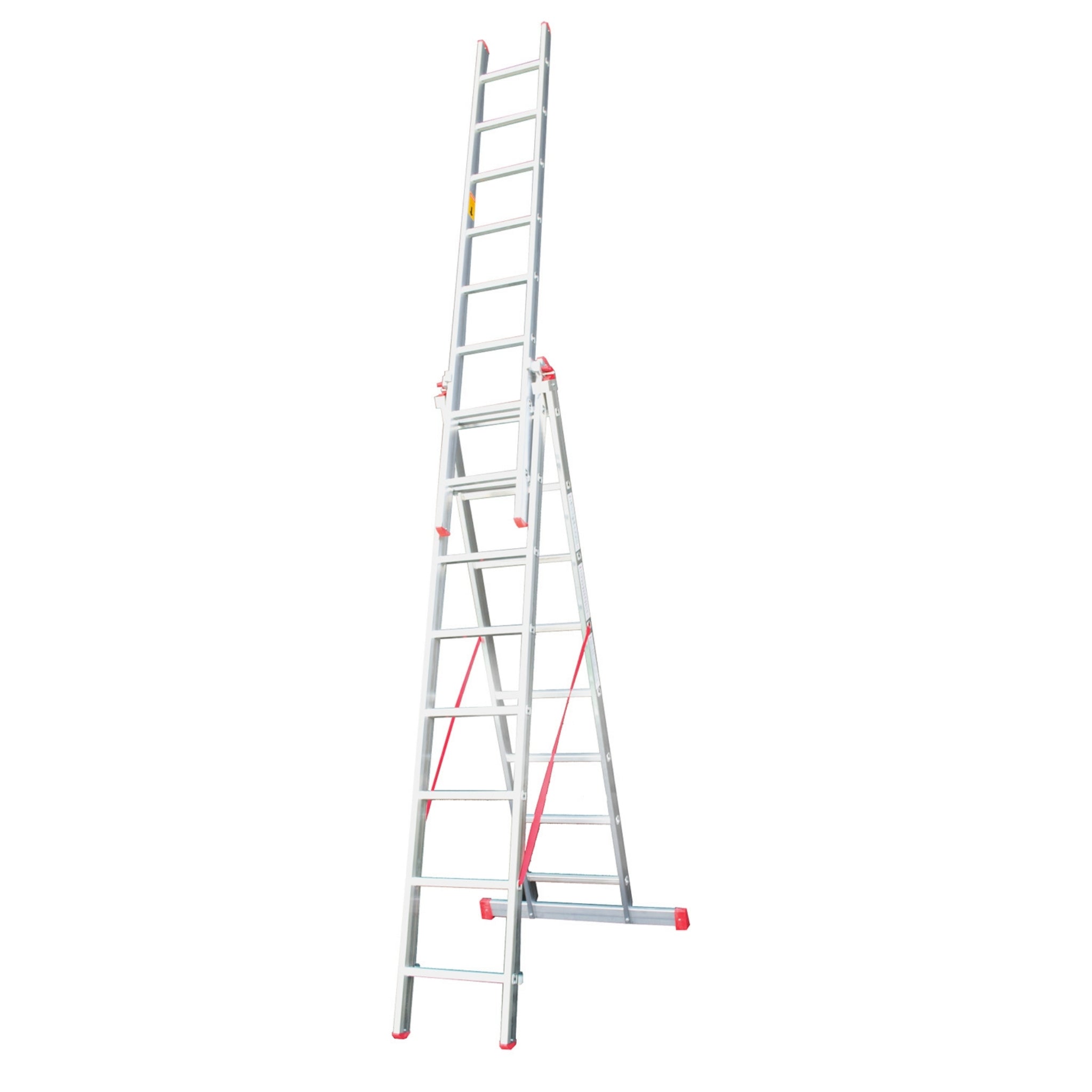 Alüminyum 3 Parçalı Sürgülü A Tipi Merdiven 3×10 Basamak | Endüstriyel Tip | 8 Metre (SATM.11)