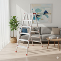 Alüminyum Çift Çıkışlı Merdiven 6 Basamak | Kaymaz Ayaklı | Ev Tipi Merdiven
